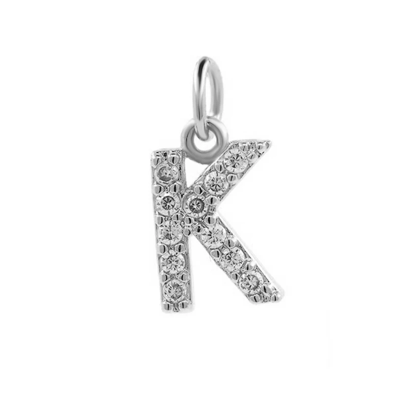 Silver Initial Letter Pendant Charms