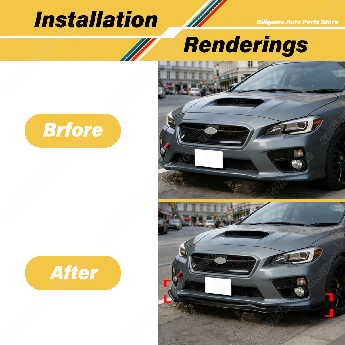 스바루 WRX STI 2015 2016 2017 2018 2019 2020 2021 자동차 프론트 범퍼 스포일러 보드 스플리터 장식 액세서리 키트