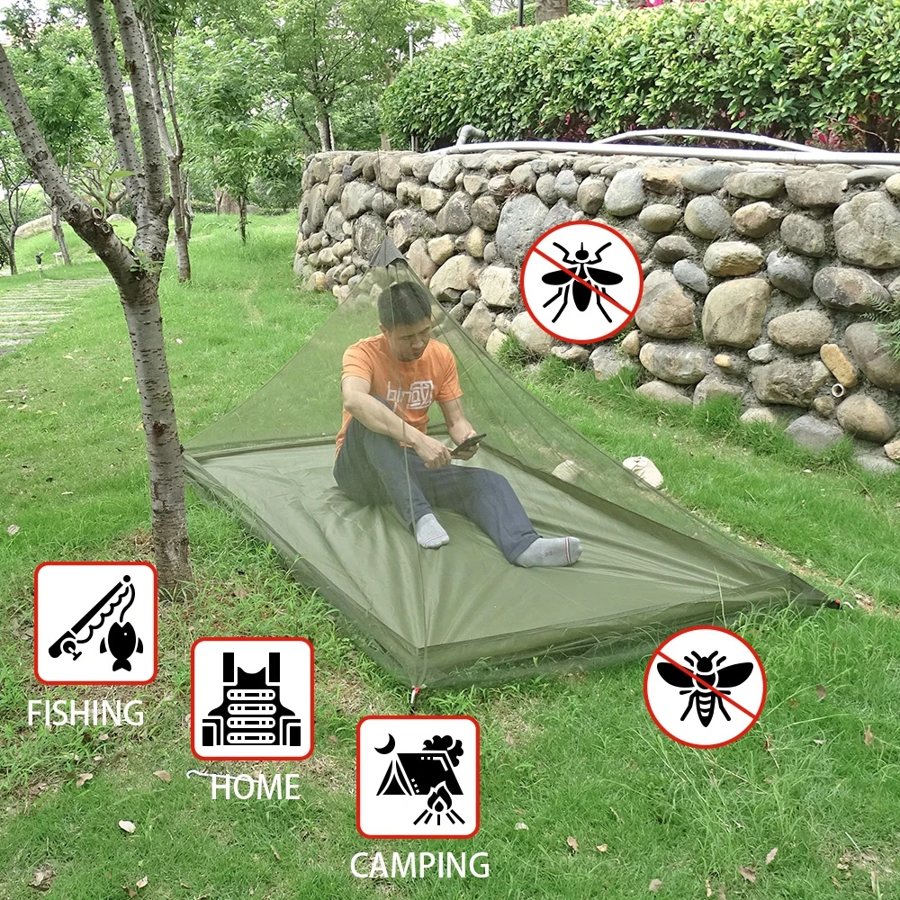 Camping Moskitonetz Zelt Pyramide Mesh Zelt Ultraleicht Bug Shelter Outdoor Insekten Schutz Tragbare Atmungsaktive Einzigen Schicht – Detail 19