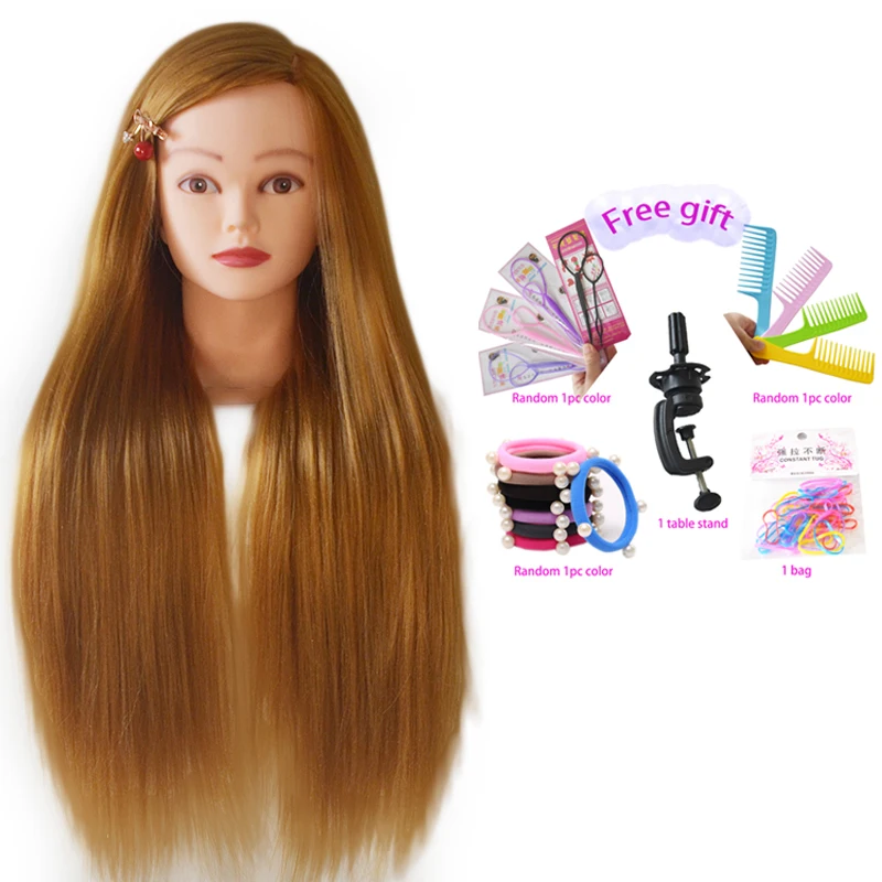 Head Dolls For Hairdressers  Mannequin Head with 65cm Synthetic Hair Hairdressing Styling Training Head