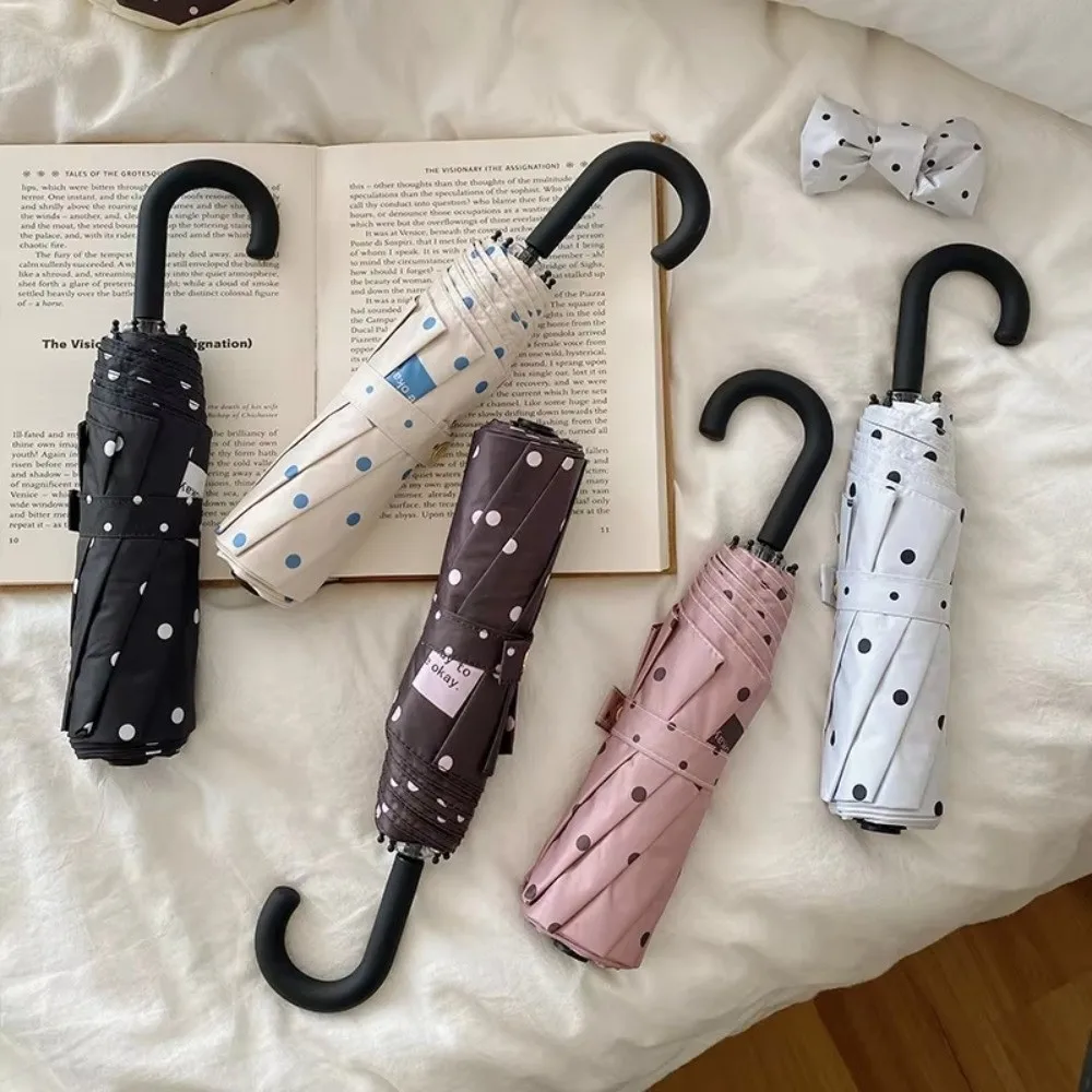 Compact UV Protection Polka Dot Folding Umbrella