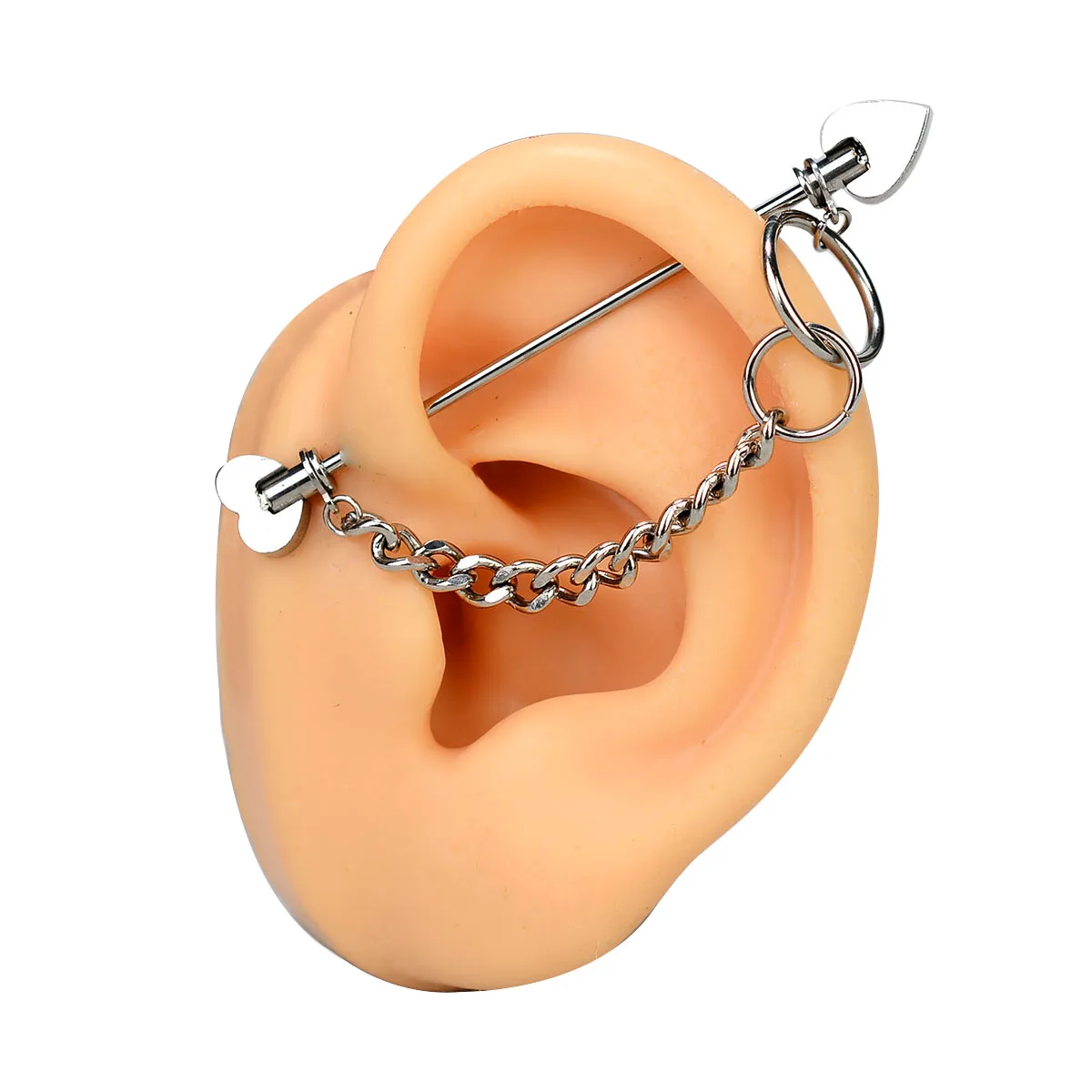 Surgical Steel Industrial Piercing Jewelry With Chain Tassel Bridge Piercing Barbell Earrings Scaffold Bar piercing jewelry body piercing earrings ear piercing jewelry metal jewelry body piercing jewelry body jewelry For Women Men 16G 1PC