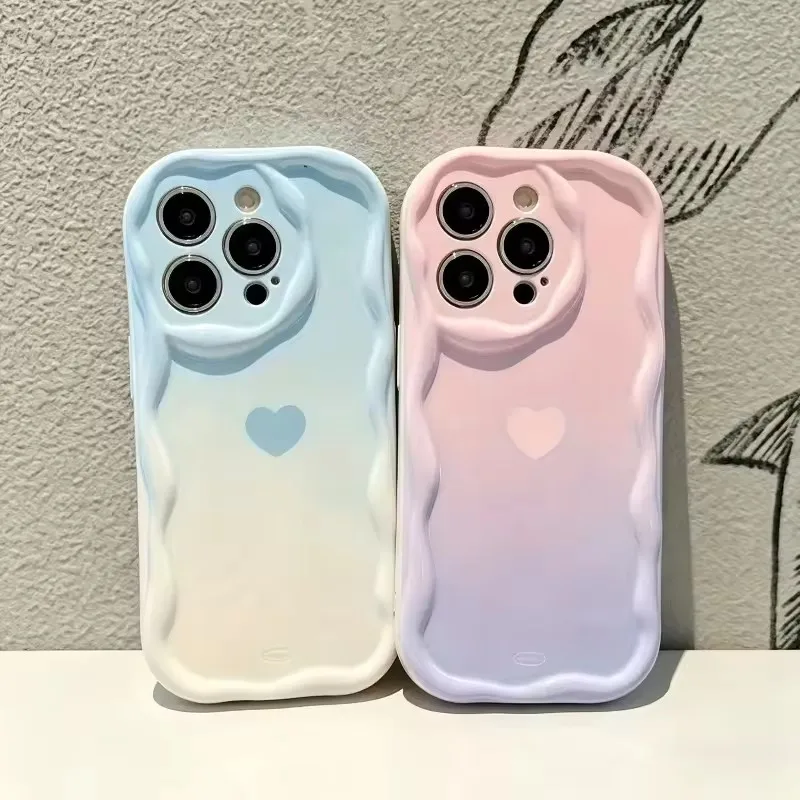 Romantic Gradient Heart Pattern Phone Case Cover
