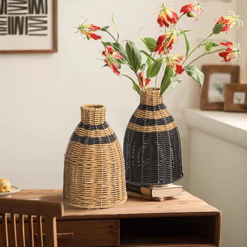 Handmade Woven Imitation Rattan Flower Vase