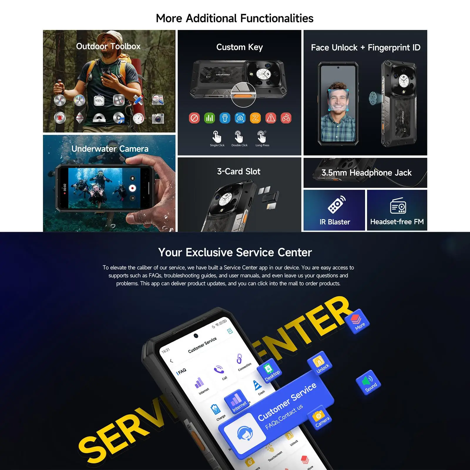 Ulefone Armor 28 Pro 5G AI Rugged Phone 16GB+512GB 10600mAh Battery120W 6.67”AMOLED Android 15 MTK Dimensity 7300 Smartphone