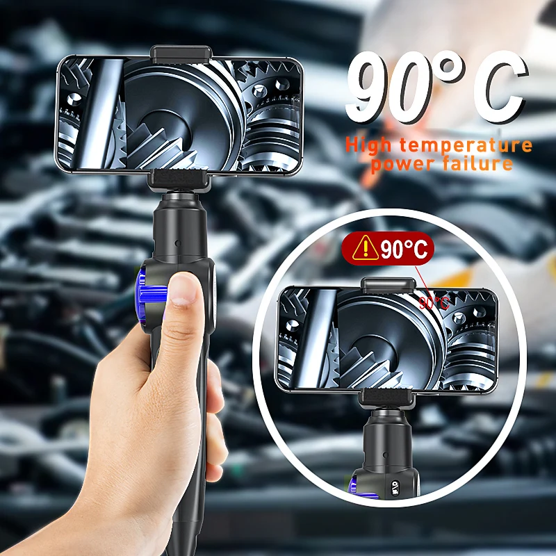Inspection Camera 360&deg; Two-Way Rotary Articulating Endoscope HD 1080P With 8 LED For Car Engine Inspection