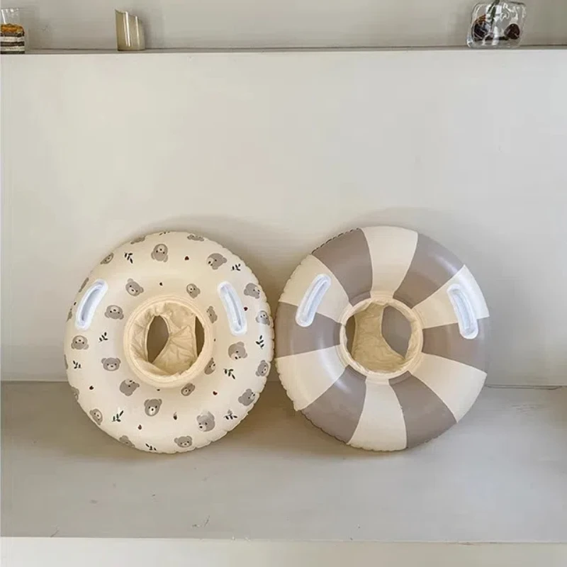 Korean Instagram Baby Swimming Circle, Cartoon Bear for Boys and Colored Seat Ring, Anti Rollover Life Ring for Children