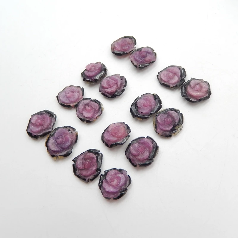 Wholesale,1Pair Natural Stone Ruby Gemstone Carved Flowers DIY Jewelry Fashion Earrings Accessories For Women 13x5mm 3g
