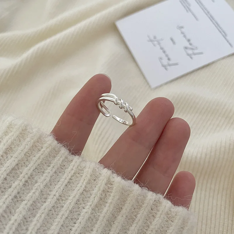 Silver Ring for Women Love Hollow Thread Wedding Jewelry Female Wheat Ear Opening Adjustment Exquisite Index Finger Ring silver ring wedding rings womens ring
