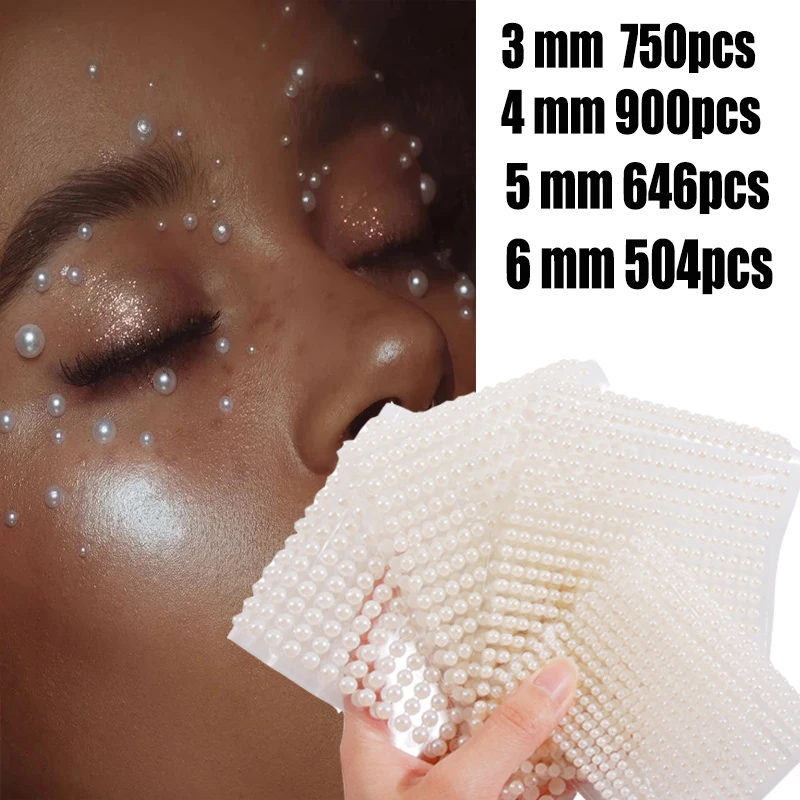 3mm/4mm/5mm/6mm 3D Pearl Face Jewels Eyeshadow Stickers Self Adhesive Face Body Eyebrow Diamond Nail Stickers Diamond Decoration 3