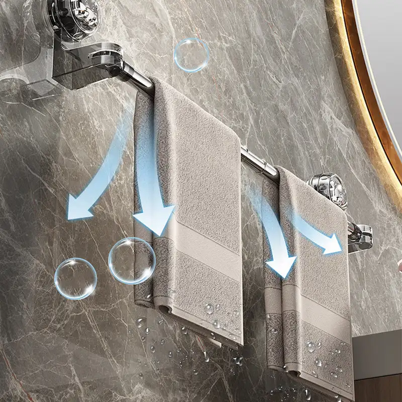 Non Perforated Suction Cup Wall Mounted Towel Rack Bathroom Storage Rack Bathroom Horizontal Bar Towel Rack