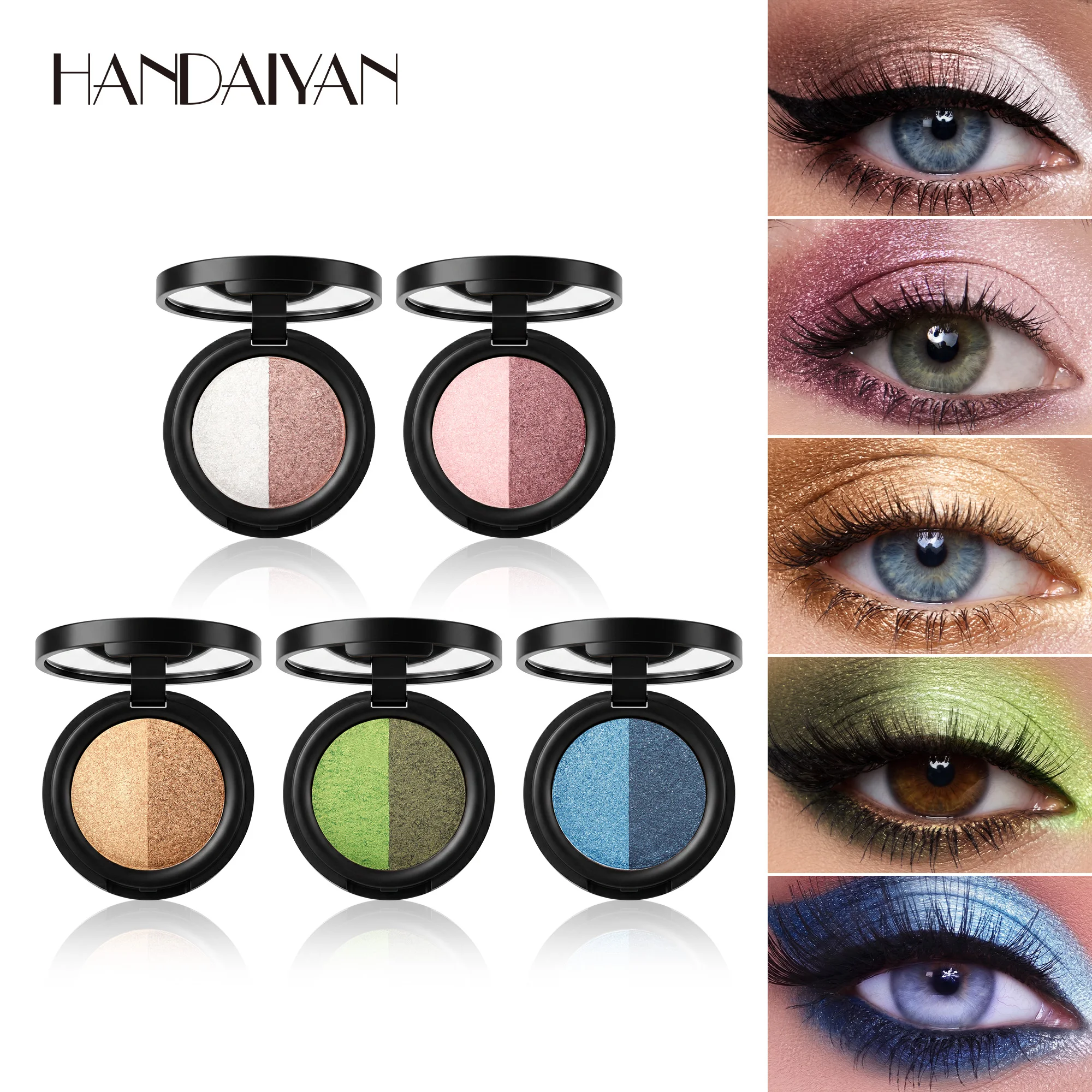 Dual-Shade Shimmer Eyeshadow Palette - Pearlescent Glitter, Waterproof & Smudge-Proof