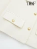 TRAF-Women's Golden Button Jacket Coat, O Neck, Long Sleeve, Female Outerwear, Chic Tops, Fashion 6
