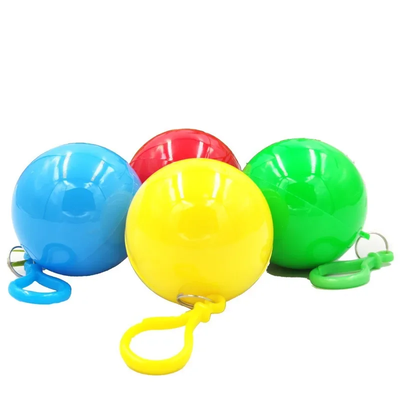 1 Pcs Portable Raincoat Disposable Poncho Unisex Raincoat Ball Cape Key Ring Ball Rainwear Poncho Safety Clothing
