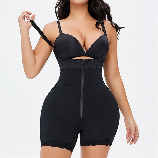 Women'S Shapewear For Strong Compression Detachable Shoulder Strap And  Zipper Sheathing Panties Hip Pads