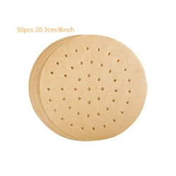Pack of 50 Oil-Proof Parchment Steamer Liners for Air Fryers and Baking (Round  50pcs  M)