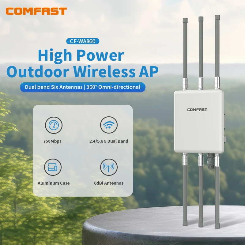 

High Power Outdoor wireless AP with gigabit WAN/LAN port WIFI Router Dual-Band 5Ghz Long Range AP 750Mbps PoE access point AP