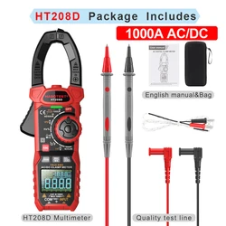 High Precision True RMS Digital Clamp Multimeter with Capacitance and Frequency Testing (HT208D AC DC 1000A)