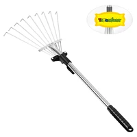9 Teeth Telescopic Metal Rake Adjustable Retractable Leaves Rake For Garden Backyard Lawn Farm Cleaning Tools 2