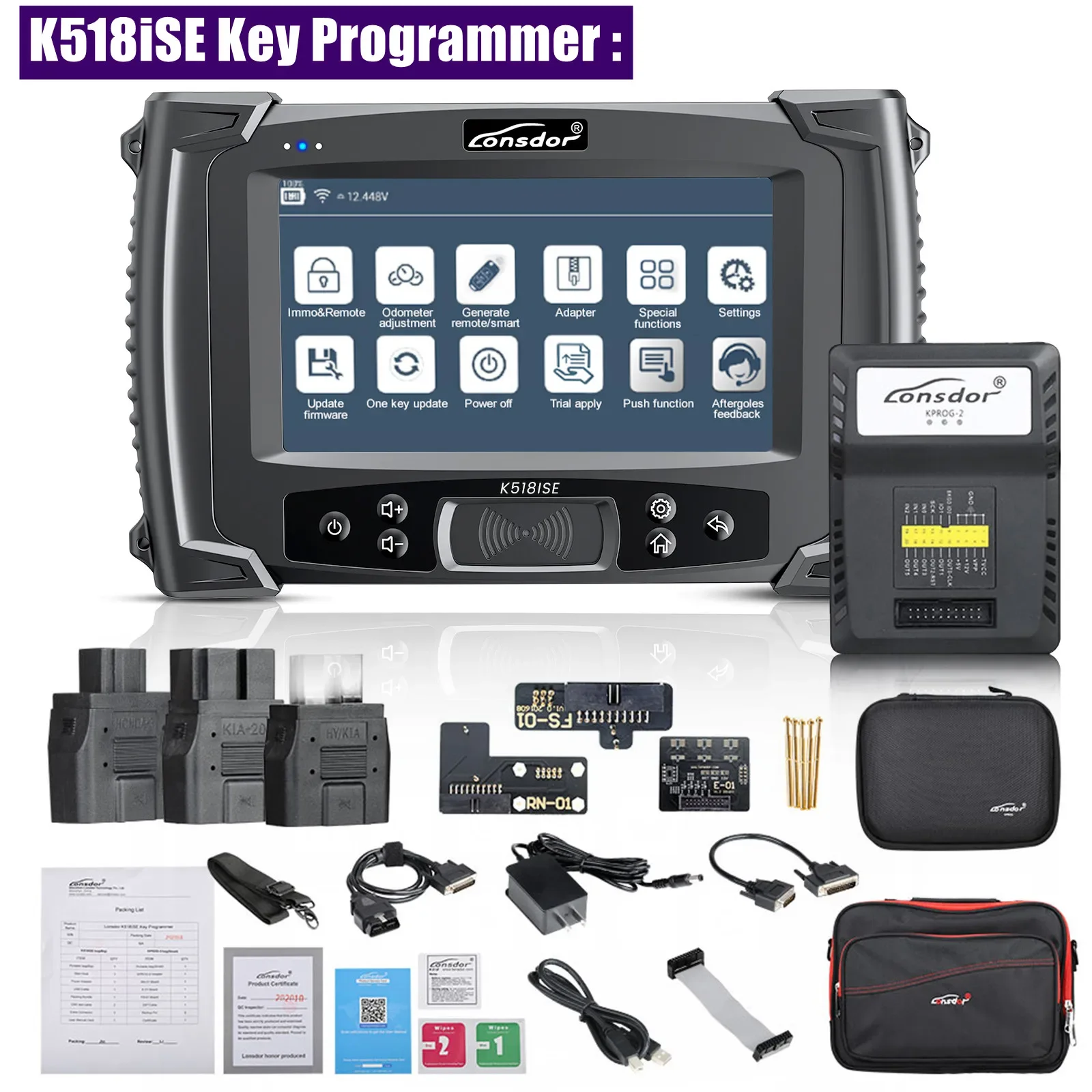 

A+ Lonsdor K518ISE Key Programmer Plus LKE Smart key Emulator and Super ADP 8A 4A Adapter Support for Toyota/Lexus All Key Lost