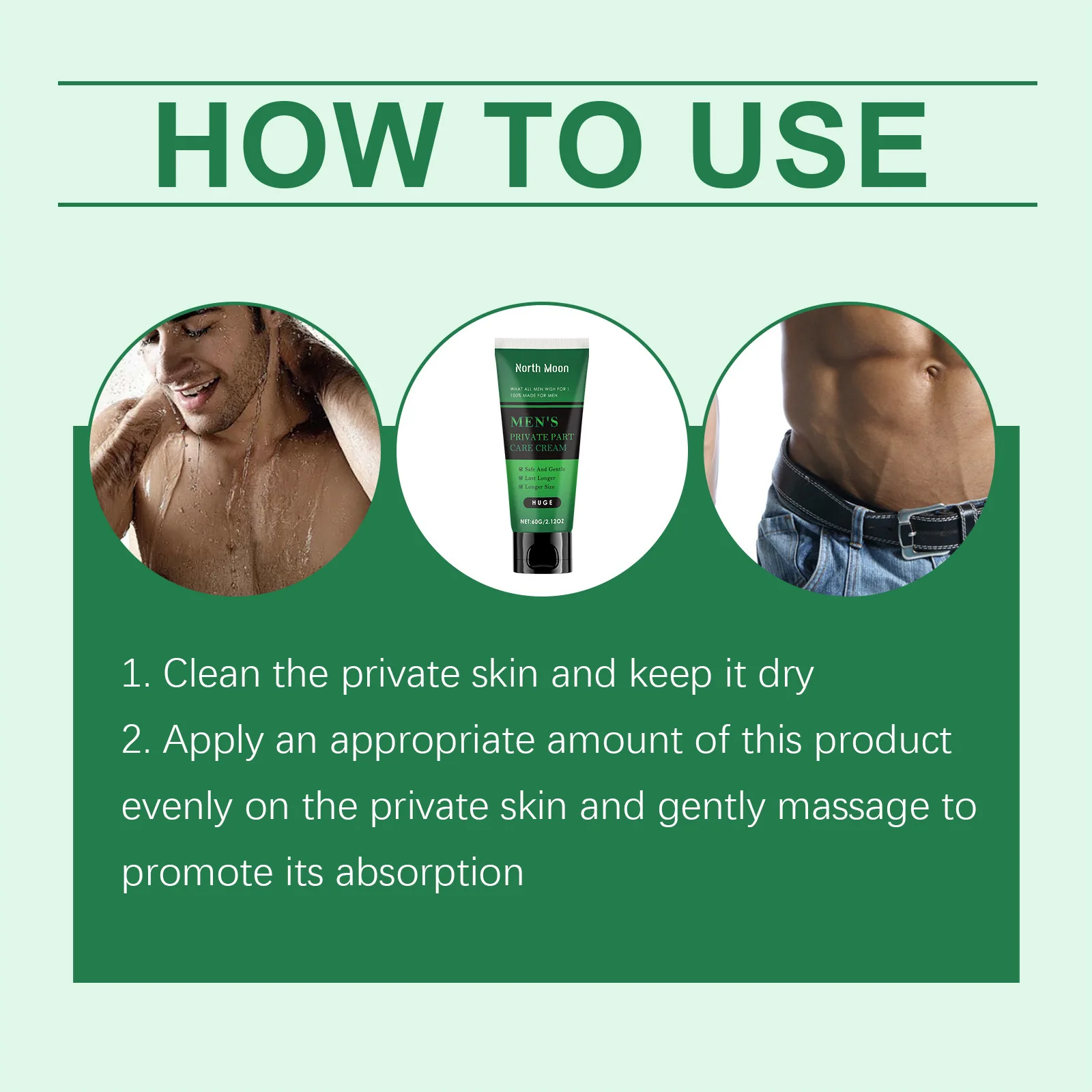 North Moon Men Crema per la cura delle parti intime Sesso a lunga durata Aumenta l'ingrandimento Nessun effetto collaterale Rimuovi la crema per l'ingrandimento del pene deodorante 6