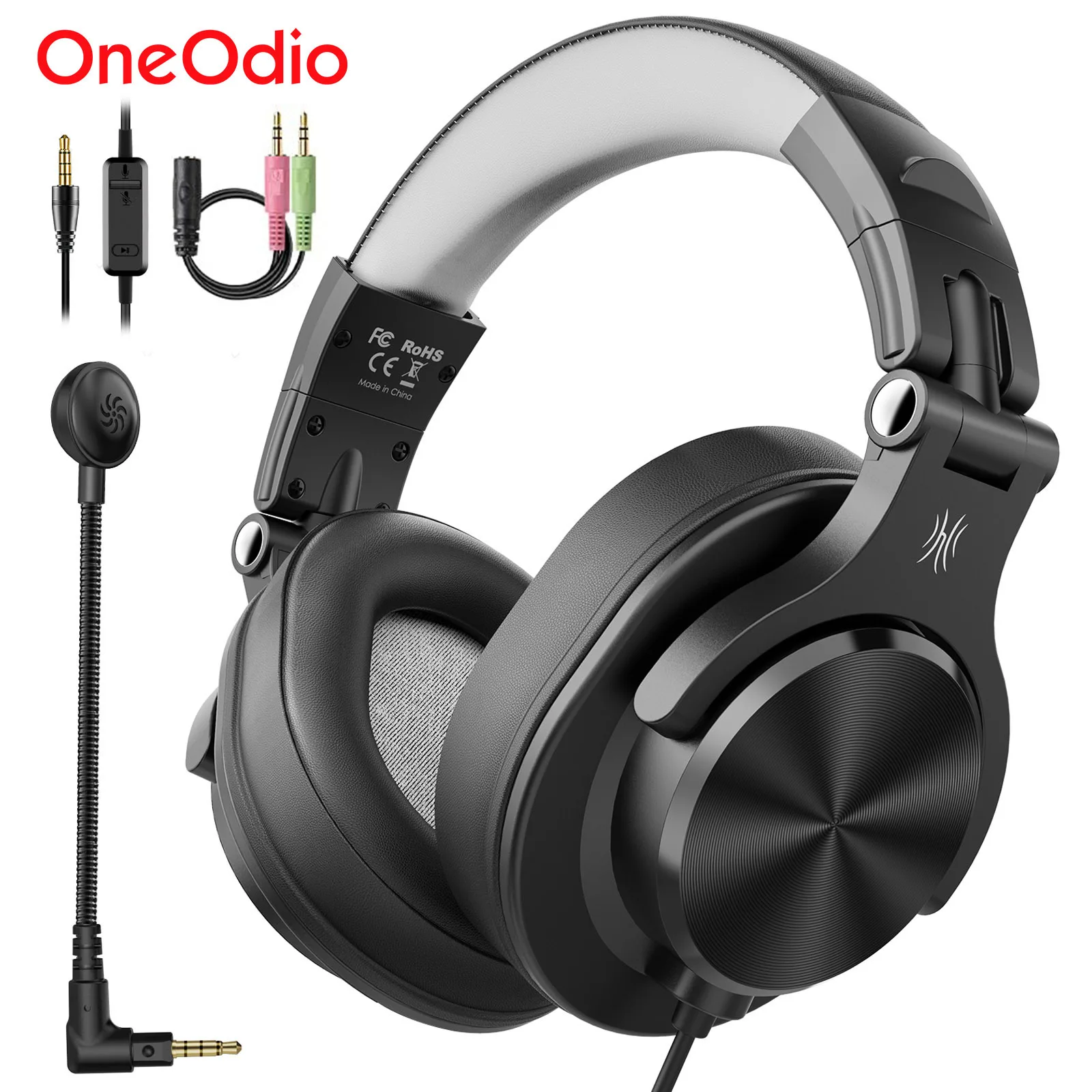 Oneodio-auriculares para juegos de ordenador con micrófono desmontable,  cascos con cable sobre la oreja, centro de llamadas, PC, Skype, oficina,  Gamer