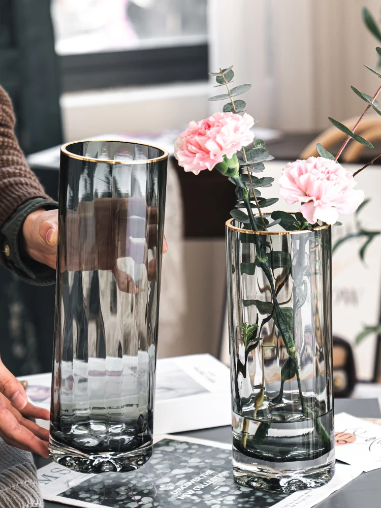 

Nordic Simple Creative Light Luxury Transparent Water Carved Bottle Living Room Table Exquisite Home Decoration Artware Vases