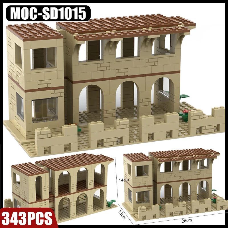 

MOC Military Base Ruins Model Building Blocks Kit War Scene Fortress Broken Walls Destroyed Blockhouse Bricks Toys Boys Gift