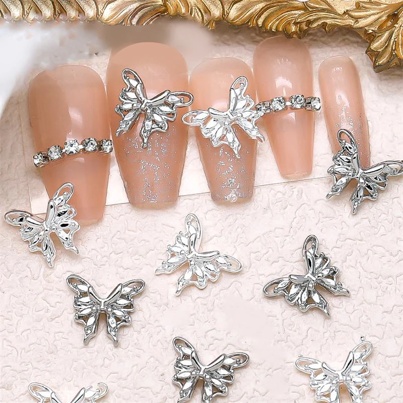 

3Pcs/Bag 3D Butterfly Alloy Nail Art Accessories Light Luxury Fairy Hollow Butterfly Zircon Nails Jewelry DIY Nail Art Accessory