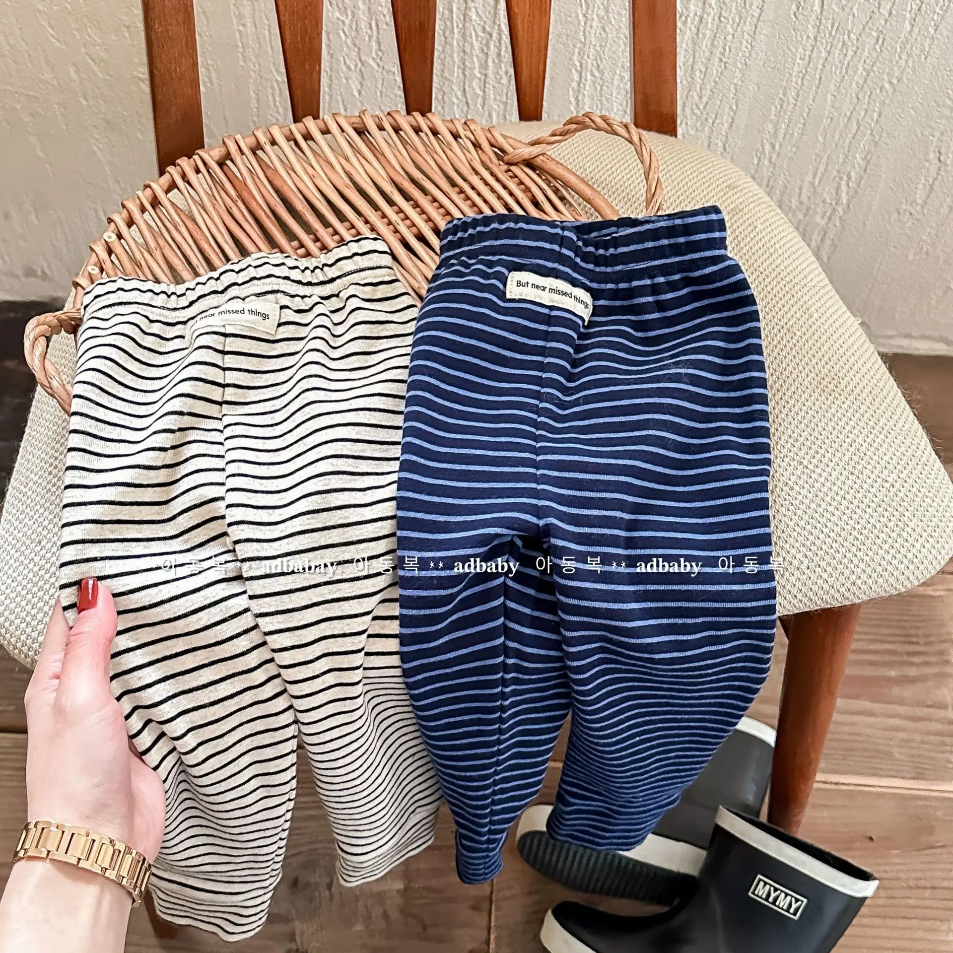 

Kids Pants Autumn Season Children Clothing New Girls Stripe Leggings Striped Korean Pleated Elastic Waist Cotton