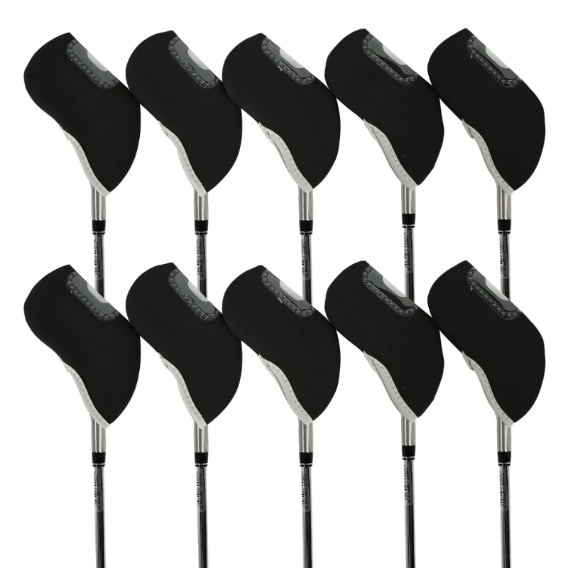 10Pcs Golf Iron Headcover Thick Neoprene Golf Iron Cover Golf Club Headcover with See Through Window Fit Most Brand
