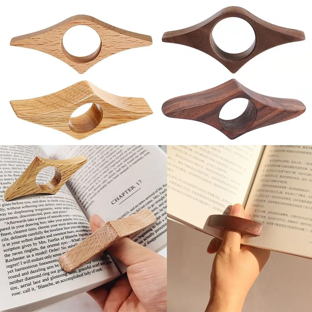 

Solid Wooden Thumb Bookmark One Hand Reading Thumb Book Support Book Page Holder Convenient Bookmark Lovers Fast Reading Aids