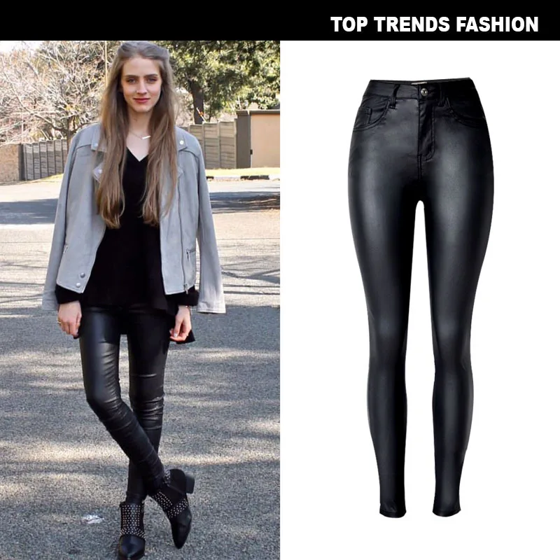 Estiramento do Falso 2022 para Mulheres de Cintura Alta Calças Couro Revestido Legging Juniors Motociclista Moto Sexy Punk Preto Apertado pu 4 Computers & Electronics