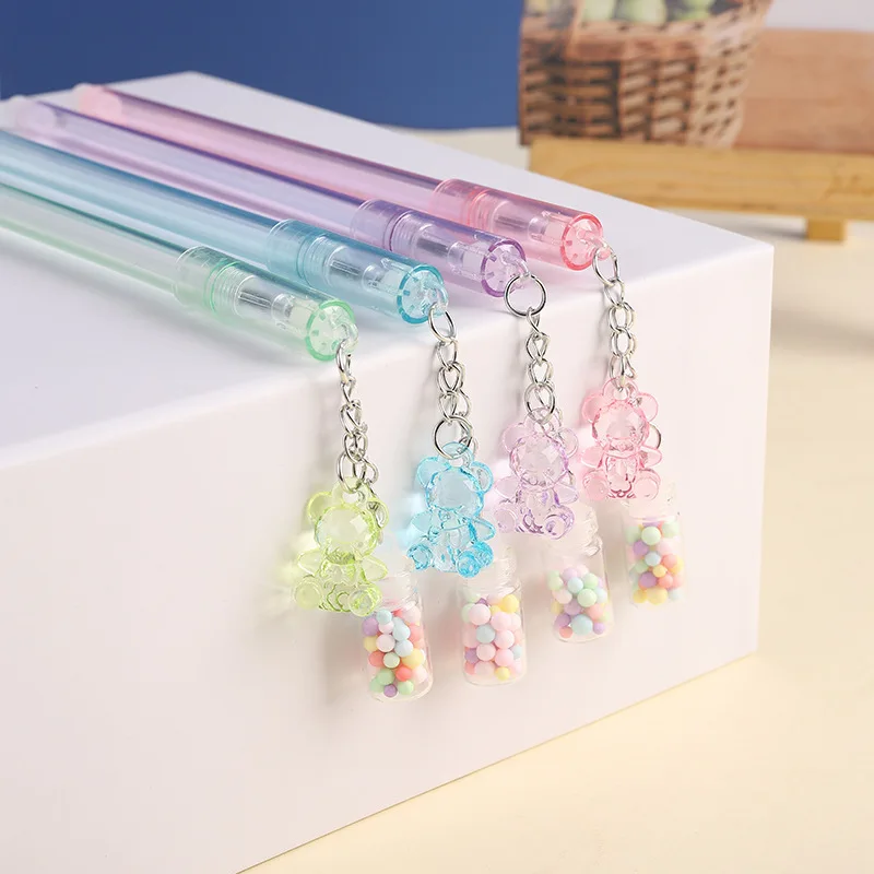 Gel Pens Erasable Neutral Pens Erasable Gel Pens Erasable Pens 1 Piece Lytwtw's Stationery Cute Drifting Bottle Bear Pendant Gel Pen School Office Supplies Creative Sweet Lovely Erasable Pen