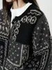 [LANMREM] Print Design Contrast Color Knit Sweater For Women Round Neck Long Sleeve Cardigan Coats 2025 Spring New 26C1702 6
