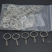 Silver Plated Metal Blank Keyring Keychain Split Ring Keyfob Key Holder Rings Women Men DIY Key Chains Key Ring Accessories 3