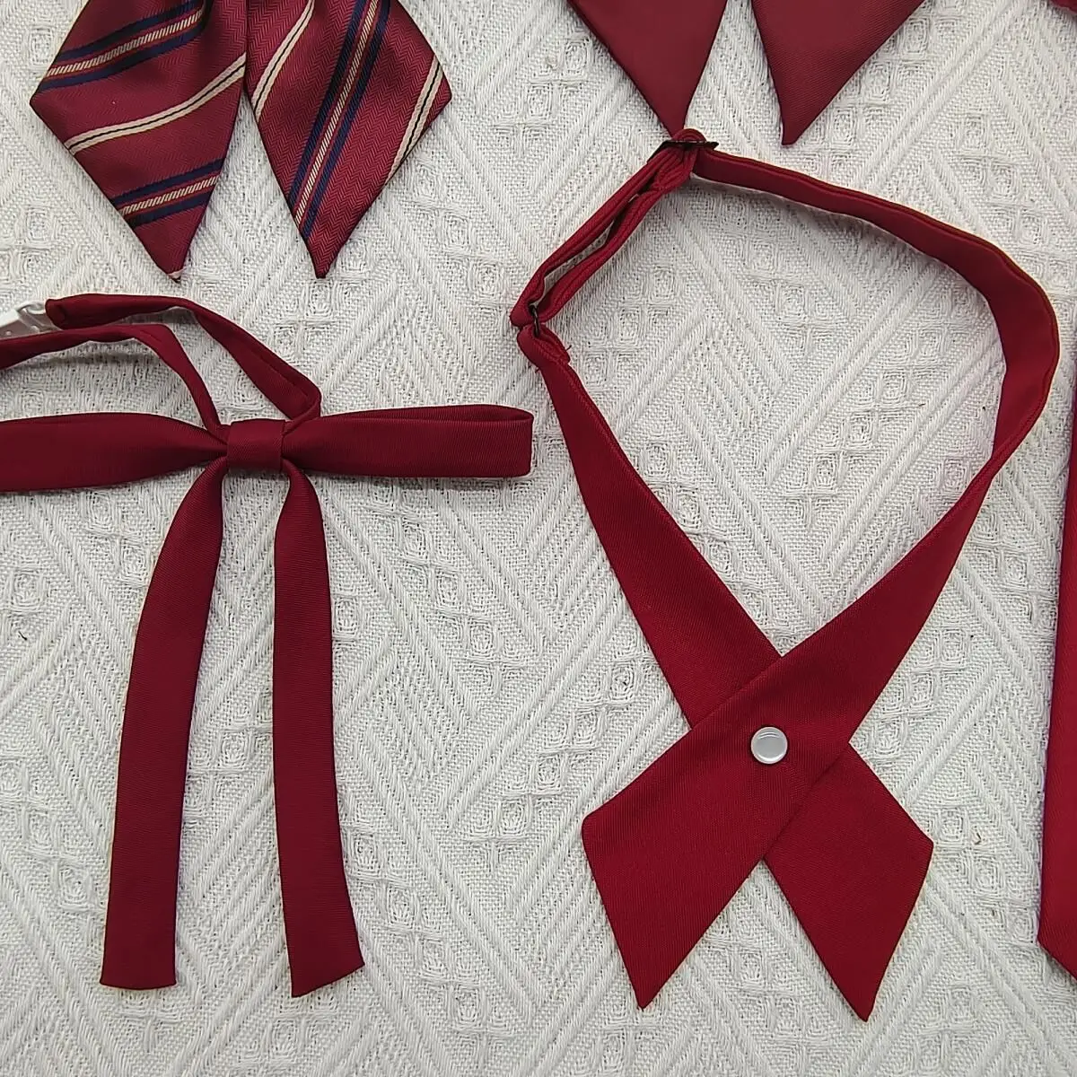 Women Solid Or Red Stripes Long Tie Girls Bow Tie Necktie Choker For Japanese Korean Students JK School Uniforms Neckwear 4