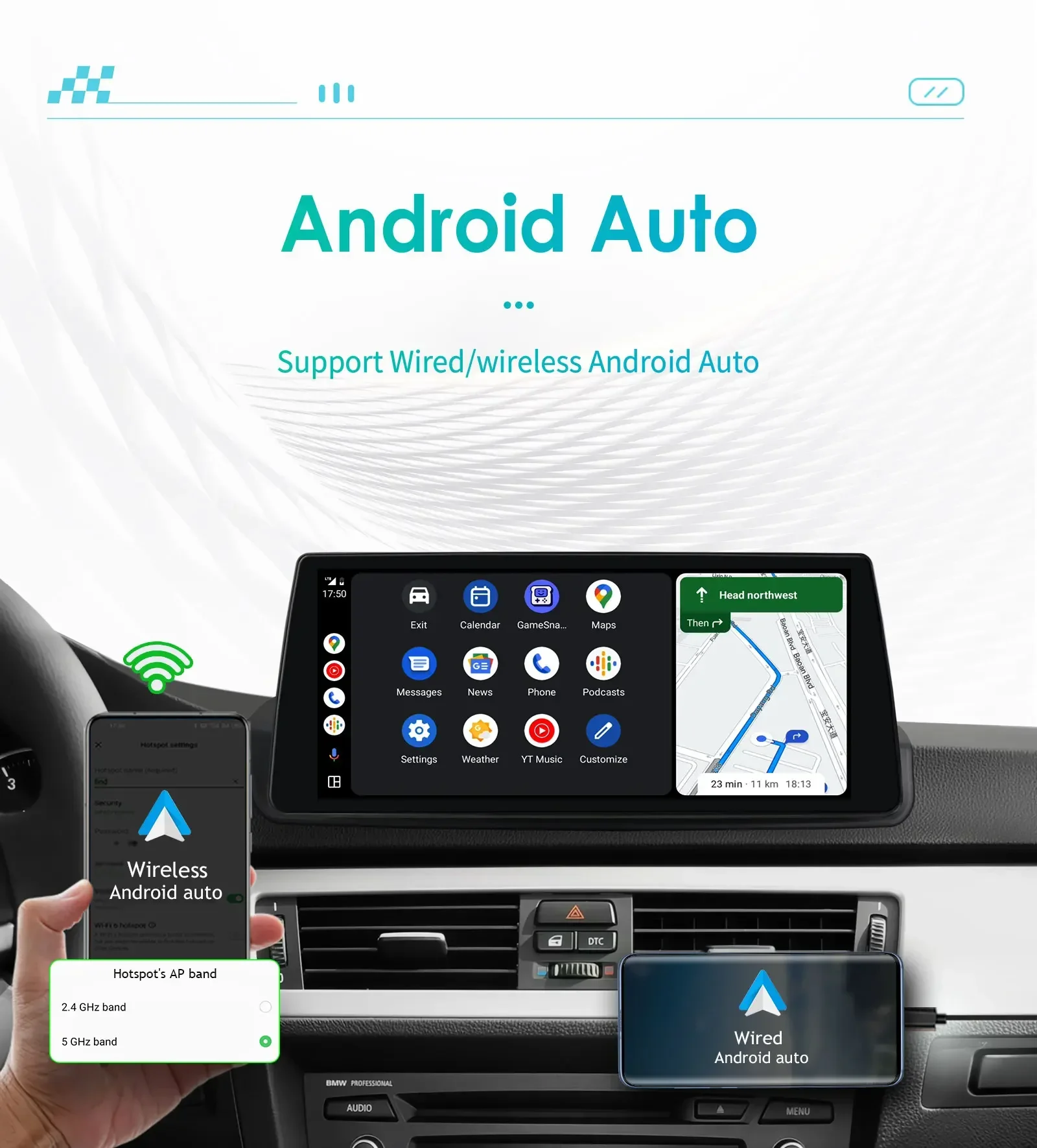 Hizpo 4G AI Systeme Android 14 Autoradio für BMW 3er E90 2005-2012 Linker Antrieb Multimedia Video Player GPS 2 Din Autoradio – Detail 10