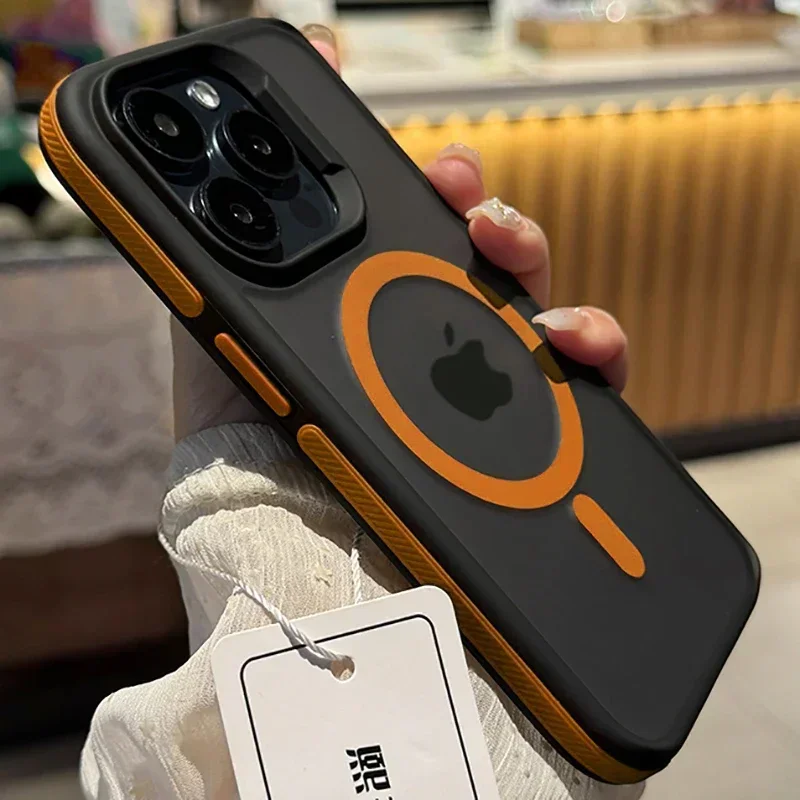 Bicolor Matte Frosted Magnetic Translucent Shockproof Phone Case