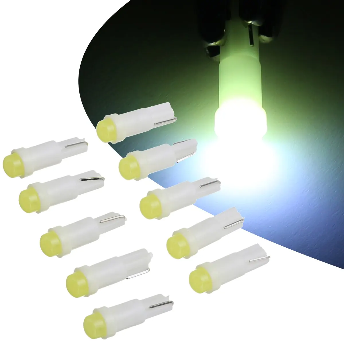 10pcs T5 led SMD 5050 Auto LED Lamp 12V Car Dashboard Instrument Light Bulb White
