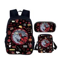 4pcs set D-Deadpools Child School Backpack with Lunch Bags ,Pencil Bags ,School Bags for Boys Girls Best Gift 2