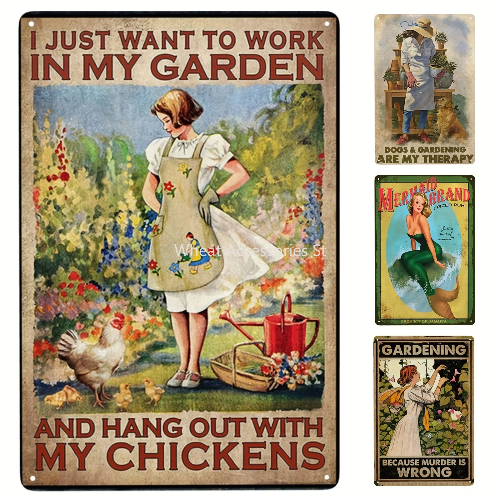 

Metal Aluminum Sign, Gardening Because Murder Is Wrong Mermaid Wall Art Decor, Kitchen Bedroom Bathroom Cafe Living