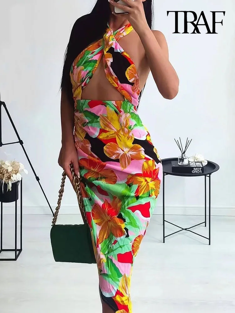 TRAF Women Fashion With Tie Floral 