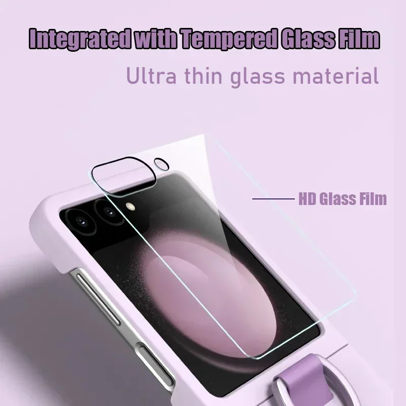 Liquid Silicone Original Ring Holder Case for Samsung Galaxy Zflip 6 Z Flip 5 6 Screen Glass Film 2in1 Shockproof Cover Z Flip 6_voghion.com