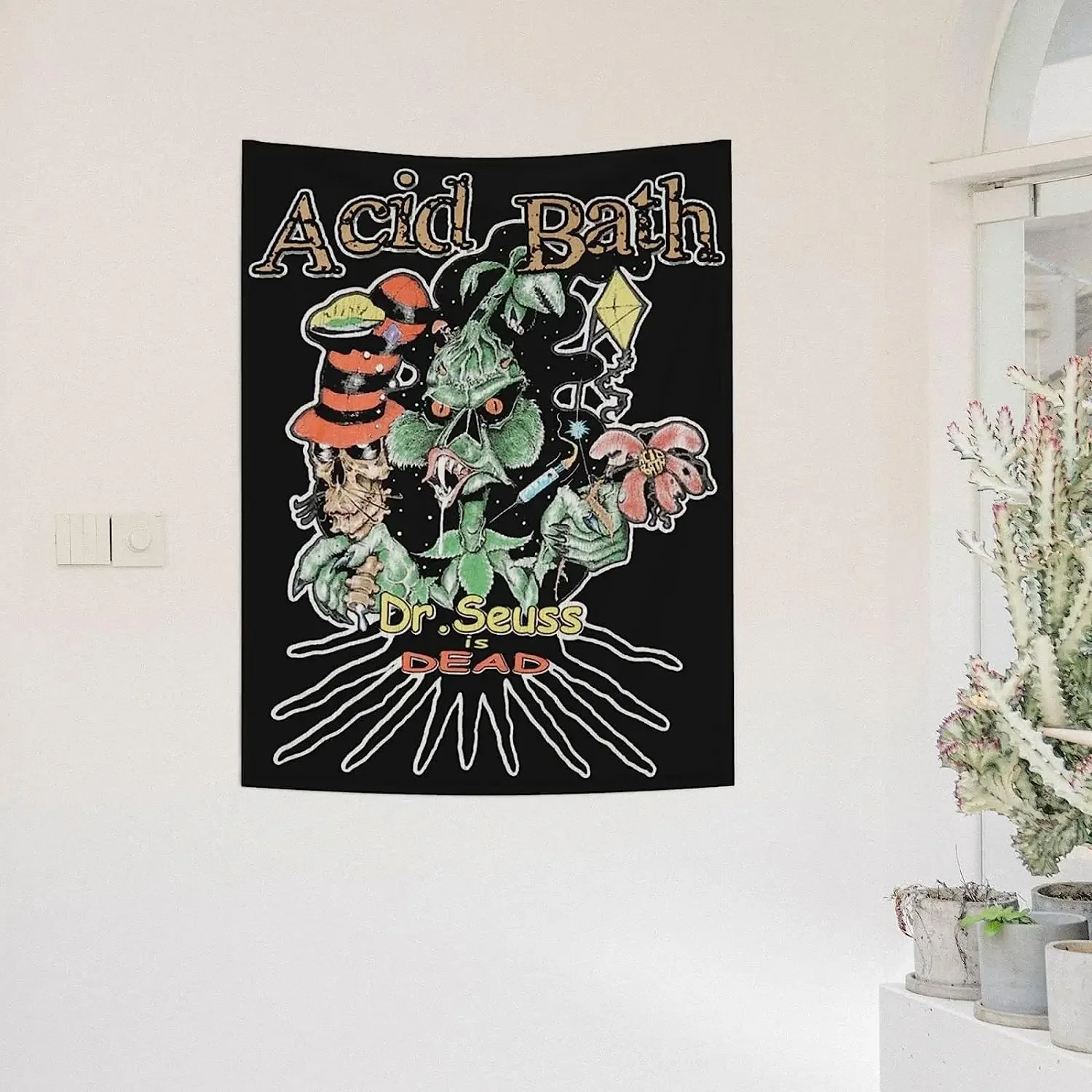 Tapestries Acid Singer Bath Band Wall Hanging Tapestry Wall Art Backdrop Poster Party Livingroom Home Decor 29 x 37in