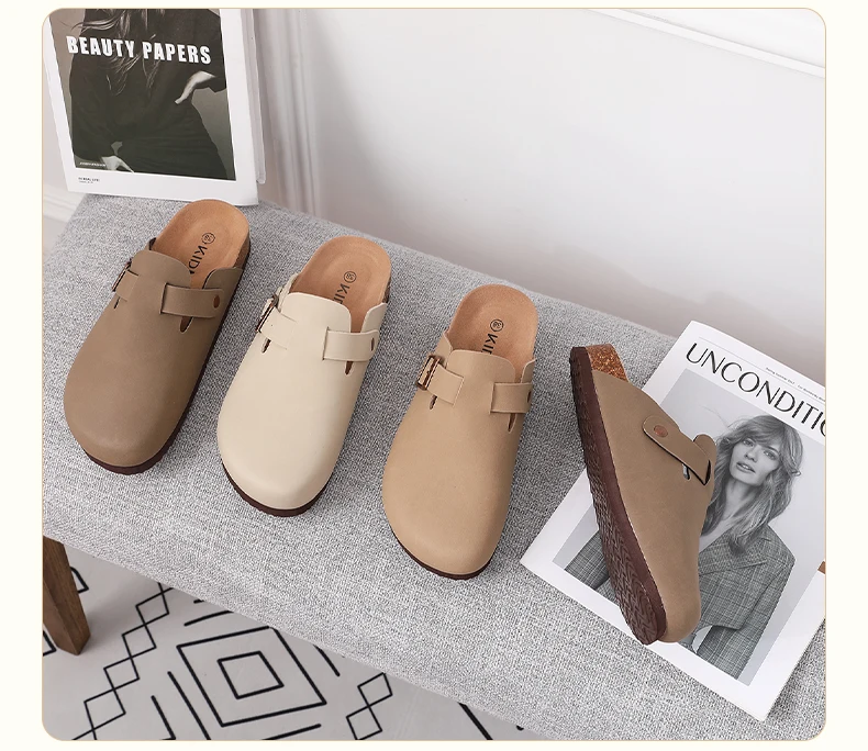 Gacimy Vegan Leather Cork Clogs With Arch Support Unisex Mules_voghion.com