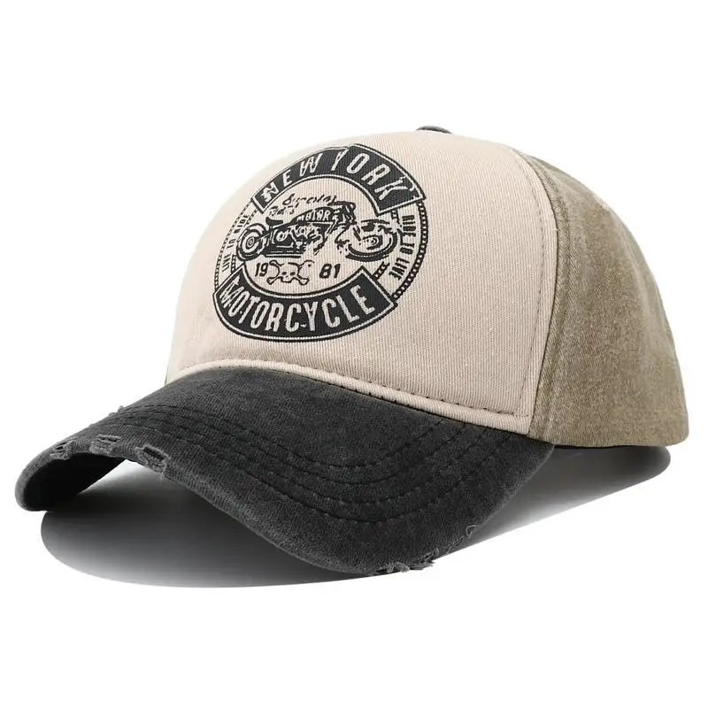 2023 New Designer Motorcycle Print Cotton Baseball Cap Hat for Man Retro Vintage New York 5 Panel Snapback Caps for Women