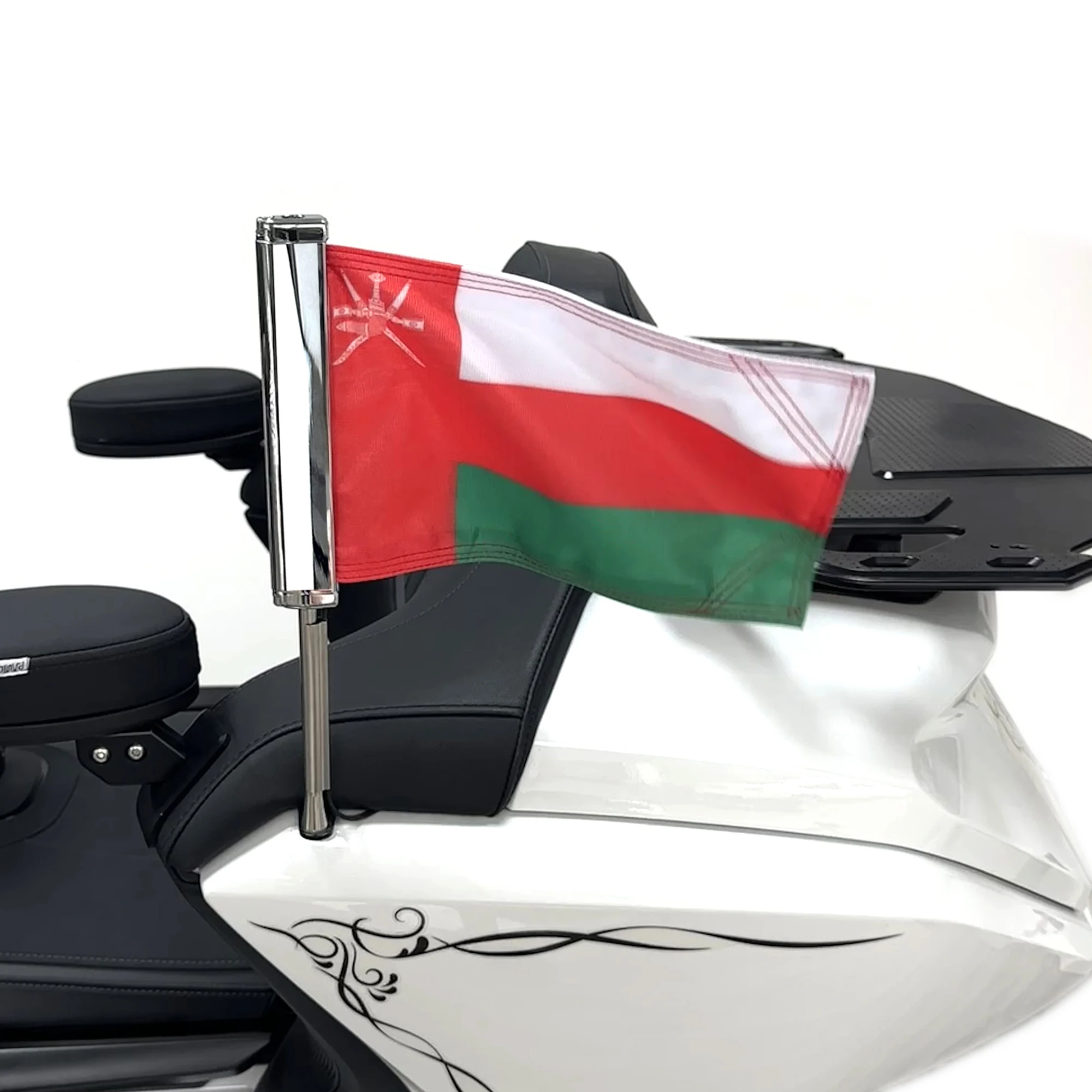 Panical Oman Chrome Led Flag Pole Passeggero Posteriore Tronco Bandiera Set Kit Pennone Per Honda Gold Wing Tour Gl1800 2018-2024