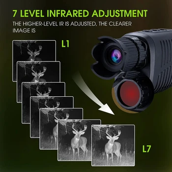 Monocular Night Vision Device 1080P HD Infrared 5x Digital Zoom Hunting Telescope Outdoor Day Night Dual Use 100% Darkness 300m 3