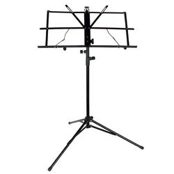 Foldable Music Sheet Tripod Stand with Adjustable Height and Carrying Bag (Black Stand)